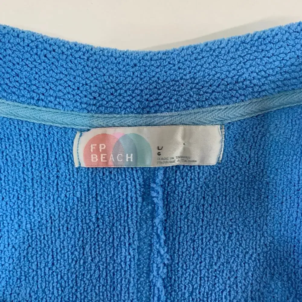 Free People FP Beach Sweater L Cropped Wide Dolman Sleeves Capri Blue
